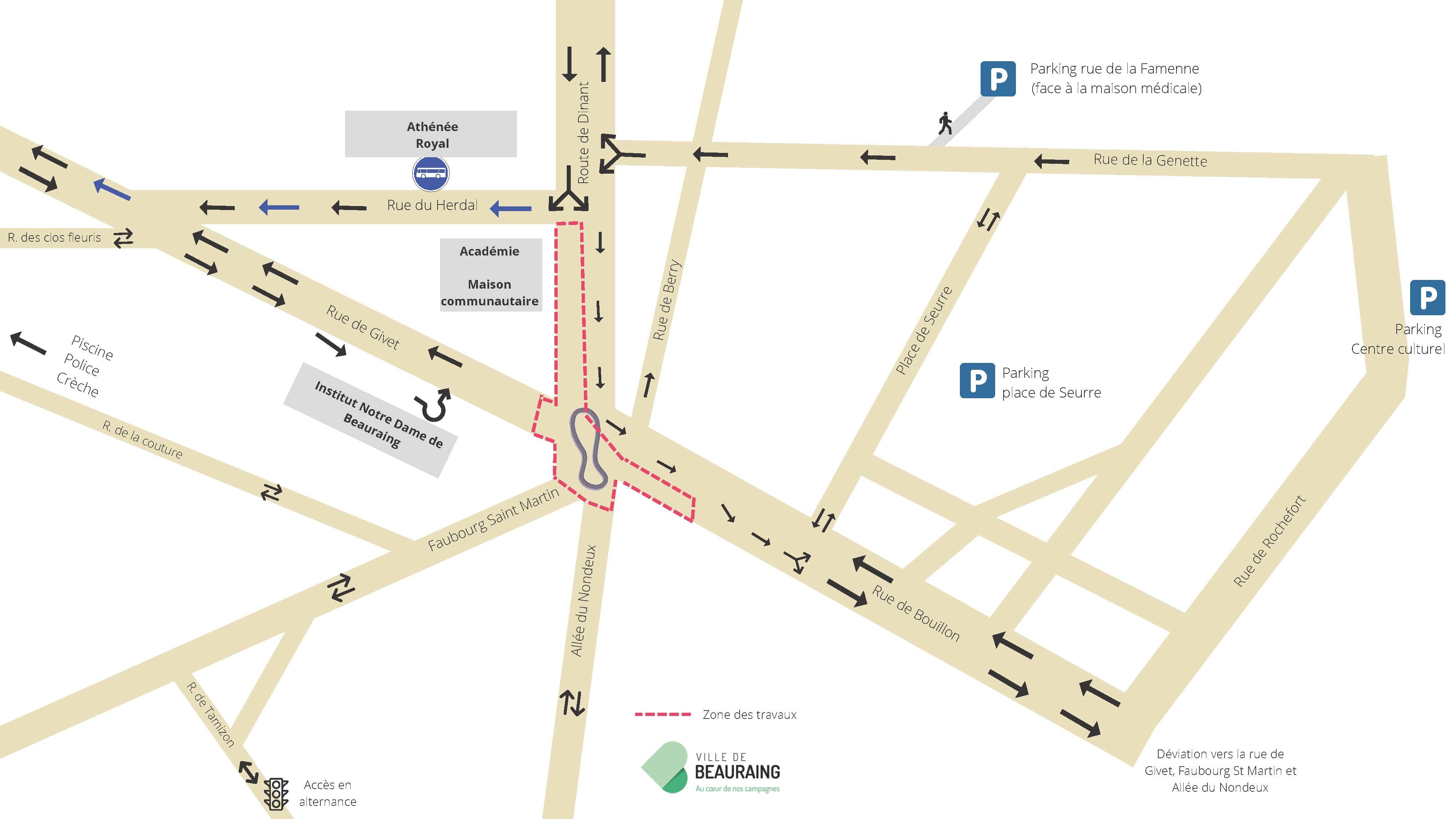 Attention travaux sur le rond-point à Beauraing
